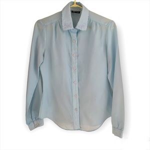 Vintage Blue Button Down Blouse